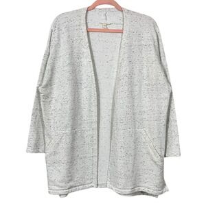 Eileen Fisher Cardigan Womens Medium Speckled Organic Cotton Open Front Sweater